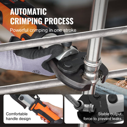 Press Tool and Battery Kit, Pro Press Tool, Electric Pipe Crimping Tool with V15, V22, V28 Jaws, Press Tool Kit with 2pcs 18V 4.0Ah Battery, Fast Charger, and Carrying Case