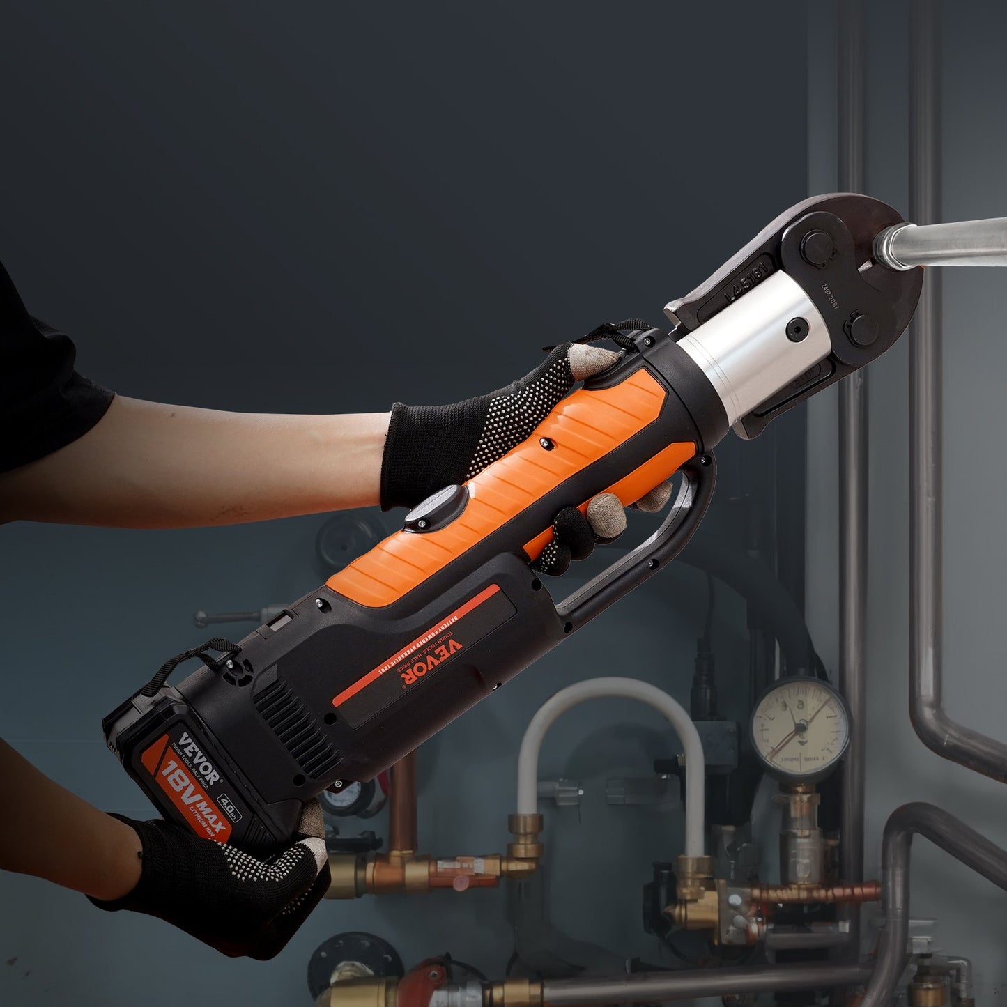 Press Tool and Battery Kit, Pro Press Tool, Electric Pipe Crimping Tool with V15, V22, V28 Jaws, Press Tool Kit with 2pcs 18V 4.0Ah Battery, Fast Charger, and Carrying Case