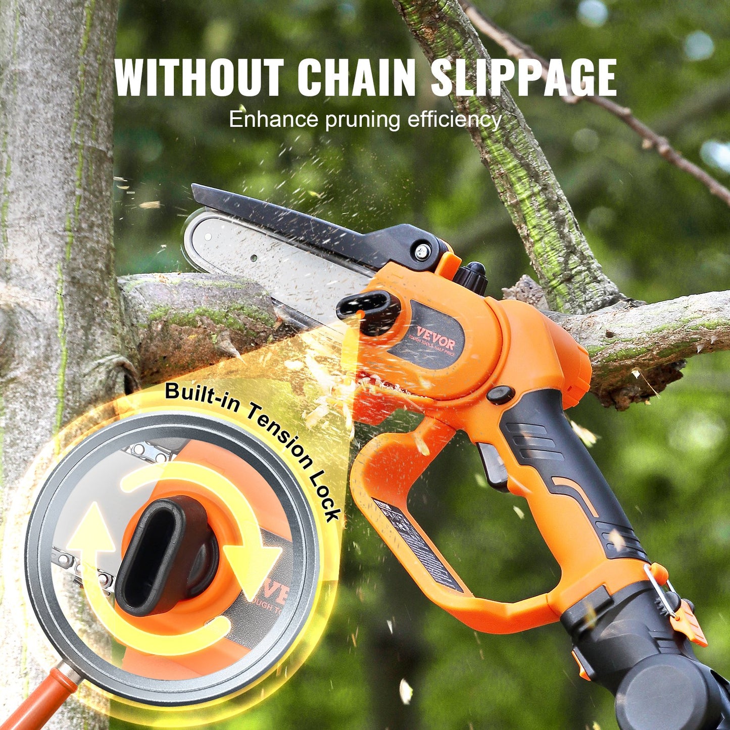 2-in-1 Cordless Pole Saw & Mini Chainsaw, 20V 2Ah Battery Pole Chainsaw, 12.7cm Cutting Capacity 243.8 cm Reach Pole Saw for Branch Cutting & Tree Trimming (Battery and Blade Cover Included)