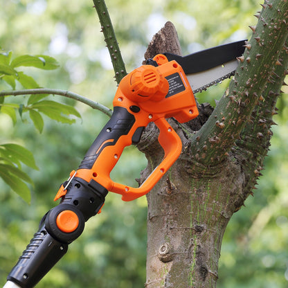 2-in-1 Cordless Pole Saw & Mini Chainsaw, 20V 2Ah Battery Pole Chainsaw, 12.7cm Cutting Capacity 243.8 cm Reach Pole Saw for Branch Cutting & Tree Trimming (Battery and Blade Cover Included)