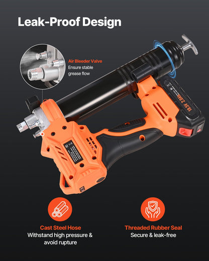 Cordless Grease Gun, 8000 PSI Max Pressure, 20V Electric Grease Gun with 2.0 Ah Battery & LED Light, 35.4-inch Long Hose & Carrying Case, Variable Speed Triggers, Vehicles or Machines Greasing