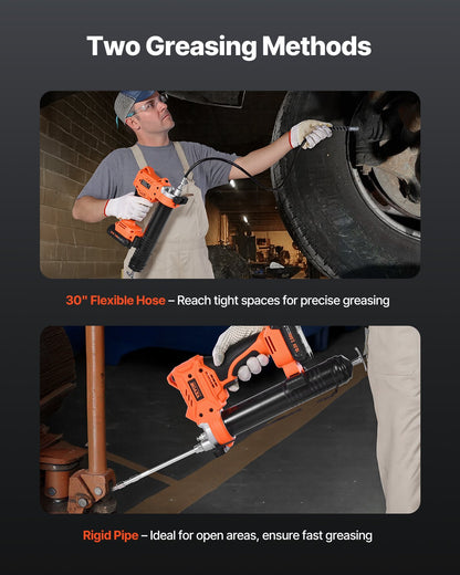 Cordless Grease Gun, 8000 PSI Max Pressure, 20V Electric Grease Gun with 2.0 Ah Battery & LED Light, 35.4-inch Long Hose & Carrying Case, Variable Speed Triggers, Vehicles or Machines Greasing
