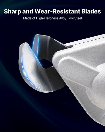 Akku-Blechschere mit 360° schwenkbarem Kopf, Doppelklingen, 25.000 U/min, schneidet 1,22 mm verzinkten Stahl, 1 mm Edelstahl, Aluminiumblech, Kunststoff und Karton.