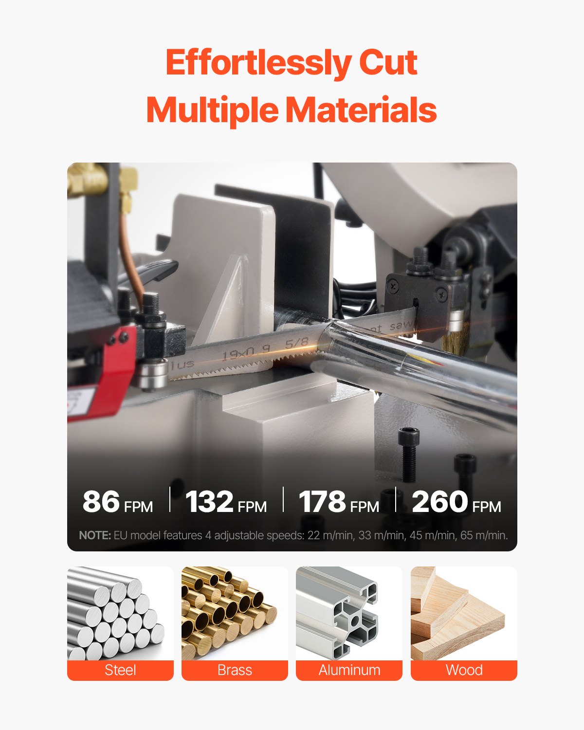 Metal Horizontal Band Saw, 178 x 209 mm(7 x 8.25 in) Rectangular Cutting Capacity, 220V Metal Vertical Cutting Bandsaw with 1.1 kW Motor, 0-45° Angle Adjustment, Variable Speed, for Metal, Wood, and Plastic
