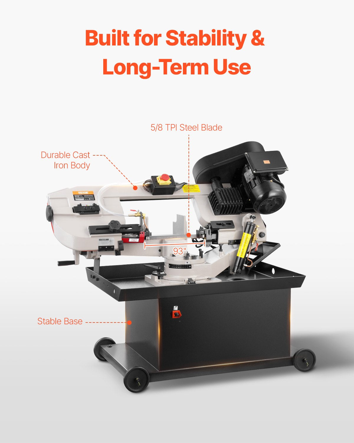 Metal Horizontal Band Saw, 178 x 209 mm(7 x 8.25 in) Rectangular Cutting Capacity, 220V Metal Vertical Cutting Bandsaw with 1.1 kW Motor, 0-45° Angle Adjustment, Variable Speed, for Metal, Wood, and Plastic