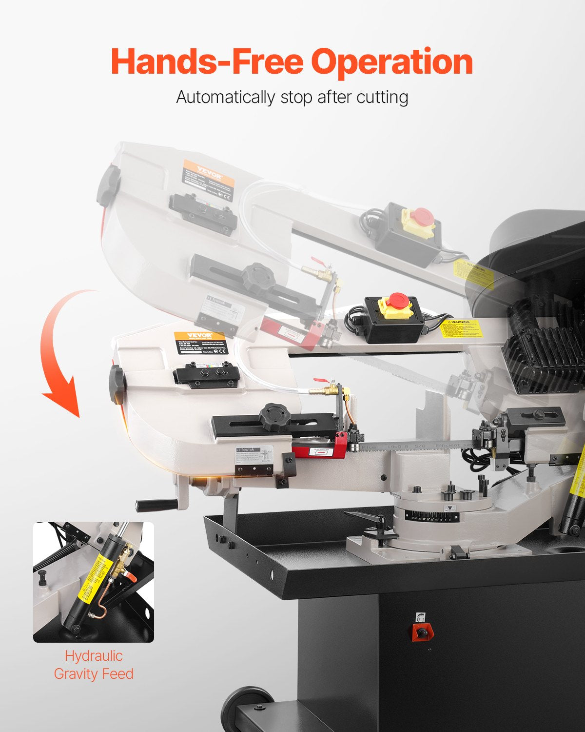 Metal Horizontal Band Saw, 178 x 209 mm(7 x 8.25 in) Rectangular Cutting Capacity, 220V Metal Vertical Cutting Bandsaw with 1.1 kW Motor, 0-45° Angle Adjustment, Variable Speed, for Metal, Wood, and Plastic