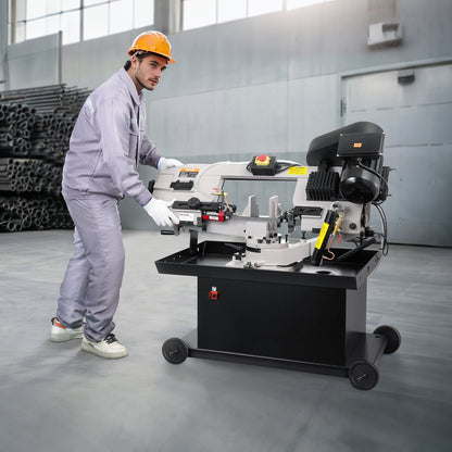 Metal Horizontal Band Saw, 178 x 209 mm(7 x 8.25 in) Rectangular Cutting Capacity, 220V Metal Vertical Cutting Bandsaw with 1.1 kW Motor, 0-45° Angle Adjustment, Variable Speed, for Metal, Wood, and Plastic