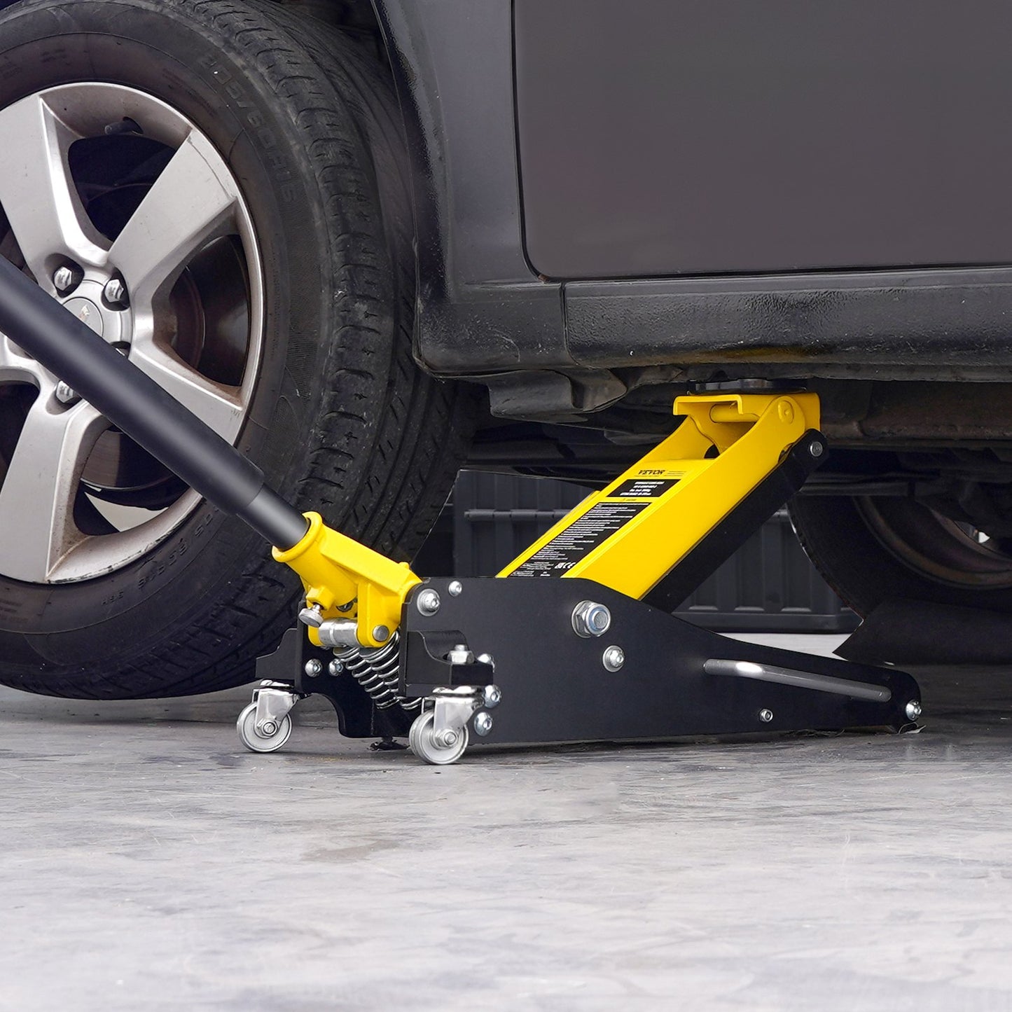 Flacher Wagenheber 2 Tonnen (4400 lbs), Hochleistungs-Aluminium-Hydraulik-Rennwagenheber, Hydraulischer Wagenheber, Doppelkolben-Schnellhubpumpe, Hubbereich 3,2"-14,6" (Gelb)