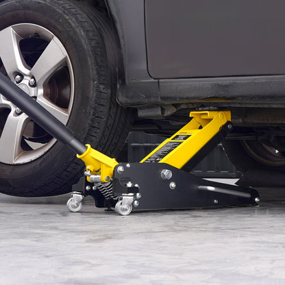Flacher Wagenheber 2 Tonnen (4400 lbs), Hochleistungs-Aluminium-Hydraulik-Rennwagenheber, Hydraulischer Wagenheber, Doppelkolben-Schnellhubpumpe, Hubbereich 3,2"-14,6" (Gelb)