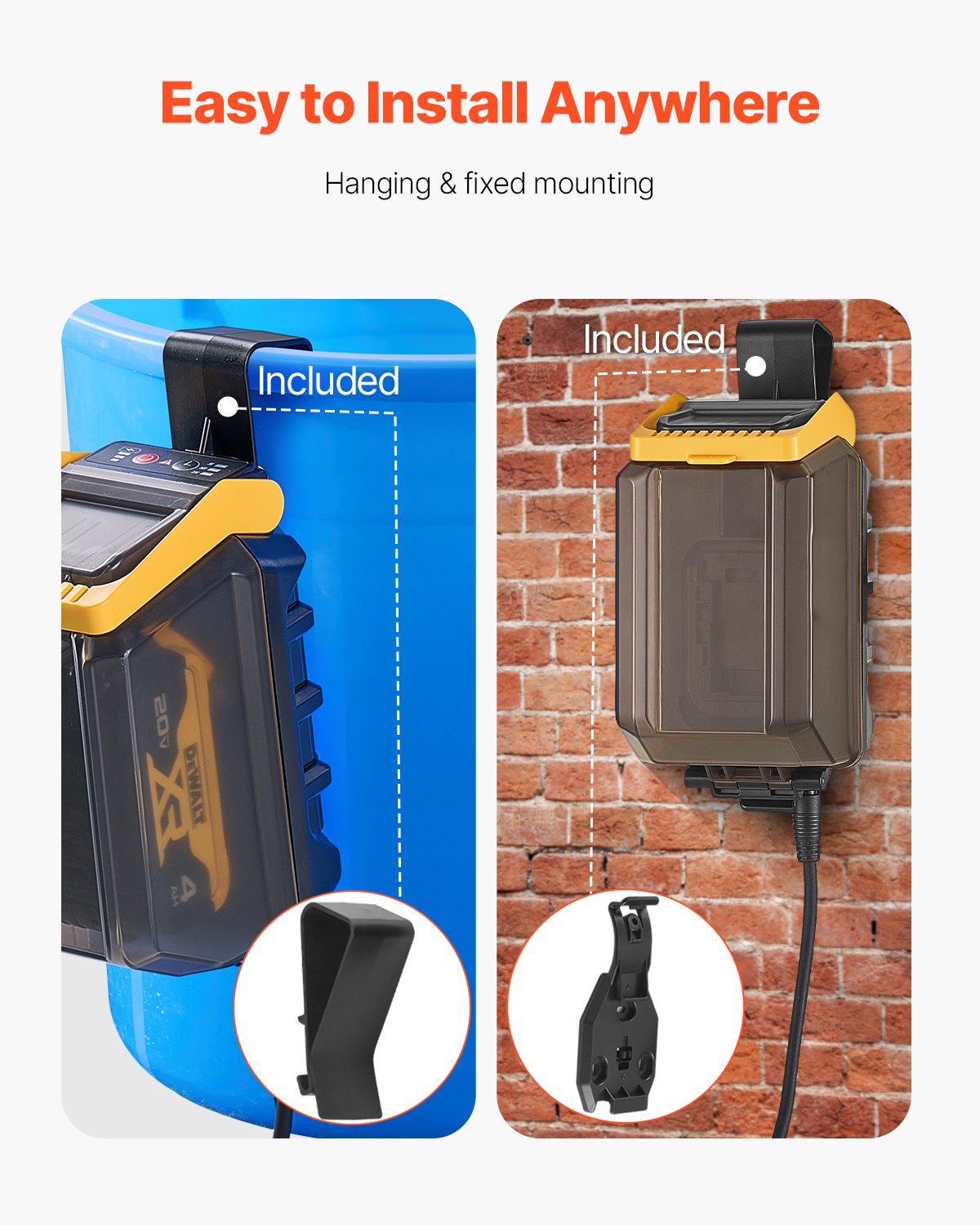 Akkubetriebene Tauchpumpe, 33 l/min (528 GPH), tragbare Sumpfpumpe mit G3/4"-Gartenschlauch, kompatibel mit Dewalt 20V MAX Akku (Akku nicht enthalten), elektrische Universalpumpe für Pool, Garten und Teich