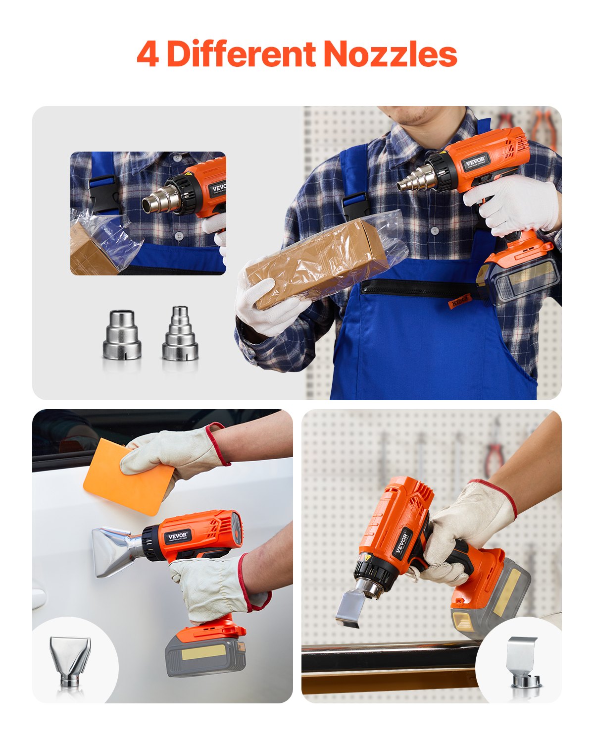 Cordless Heat Gun, Hot Air Gun Compatible with DEWALT 20V Lithium Batteries, Max 1022℉ Heat Shrink Gun with LED Light, 6 Temp & 4 Nozzles, Ideal for Shrink Tubing, PVC Wrapping, Paint Removal