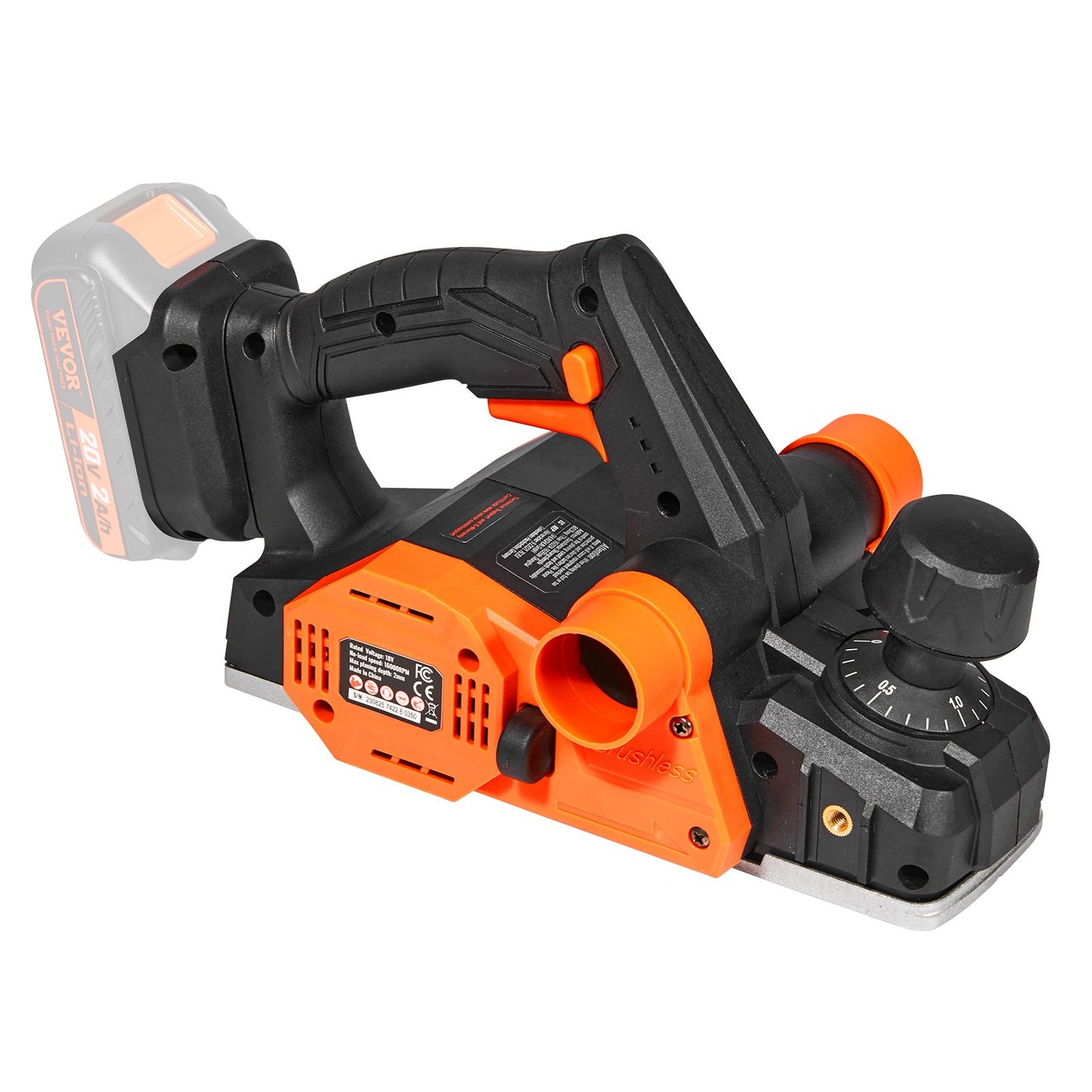 Cordless Electric Hand Planer, 3-1/4" Width, 16500 RPM Handheld Wood Planer with 5/64" Adjustable Planing Depth HSS Blades Dual Side Dust Outlet, for Woodworking Wood Planing Surface Smoothing