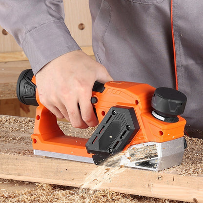 Akku-Handhobel, 56 mm Schnittbreite, 14.500 U/min, elektrischer Handhobel mit 2-Ah-12-V-Lithium-Akku, bürstenlosem Motor, einstellbarer Schnitttiefe, 2 Hobelmessern, für Holzbearbeitung, Fasen und Heimwerkerprojekte