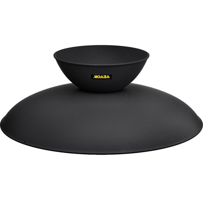 Fire Pit Bowl, 30-Inch Deep Round Cast Iron Fire Bowl, Wood Burning for Outdoor Patios, Backyards & Camping Uses, with A Stable Bowl Designed Base and A Firewood Stick, Black