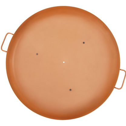 Fire Pit Bowl, 30-Inch Deep Round Carbon Steel Fire Bowl, Wood Burning for Outdoor Patios, Backyards & Camping Uses, with A Drain Hole, Portable Handles and A Firewood Stick, Brown