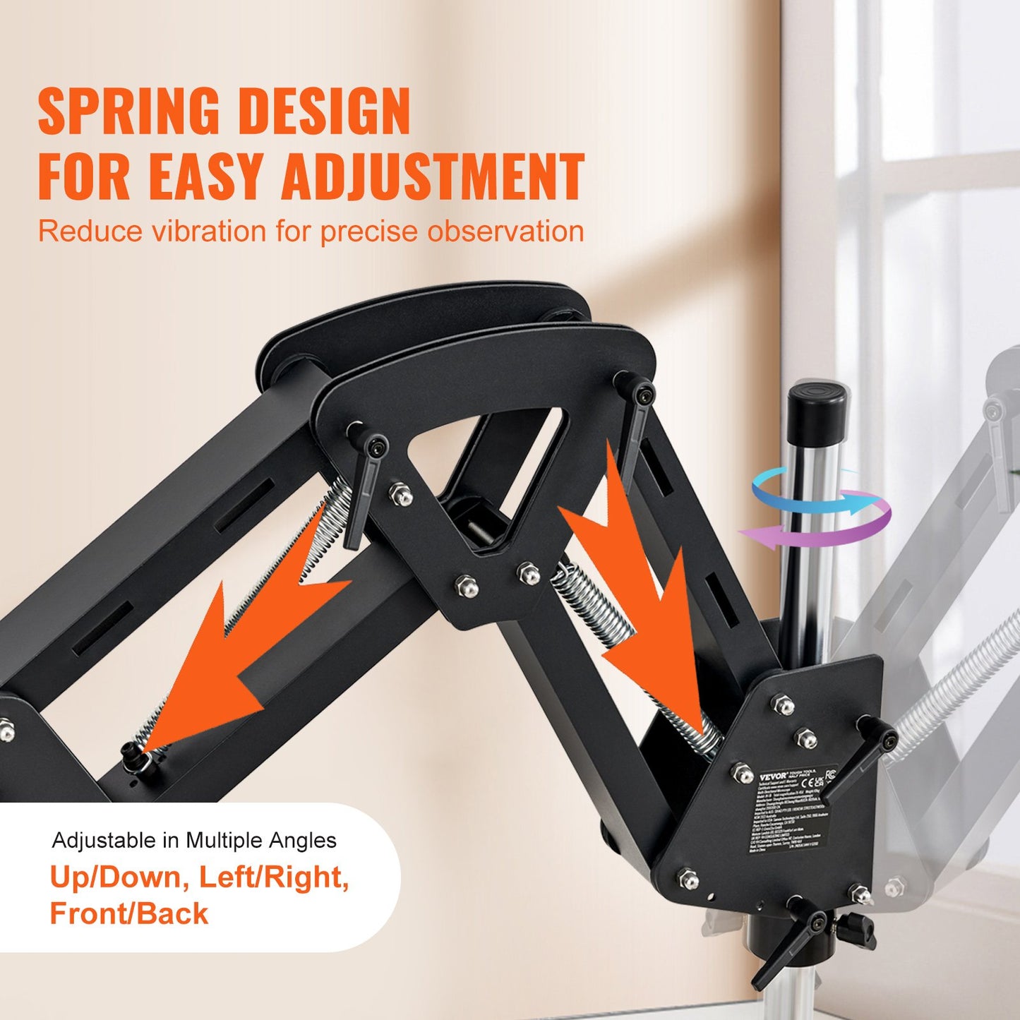 Multidirektionales Mikroskop mit Federhalterung, 7-45-fache Vergrößerung, Schmuckmikroskop, Mikro-Schmuck-Einlegearbeitsständer mit integrierter USB-Ring-LED-Leuchte und 360°-Kugelkopf, für Schmuckeinlegearbeiten