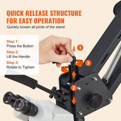 Multidirektionales Mikroskop mit Federhalterung, 7-45-fache Vergrößerung, Schmuckmikroskop, Mikro-Schmuck-Einlegearbeitsständer mit integrierter USB-Ring-LED-Leuchte und 360°-Kugelkopf, für Schmuckeinlegearbeiten