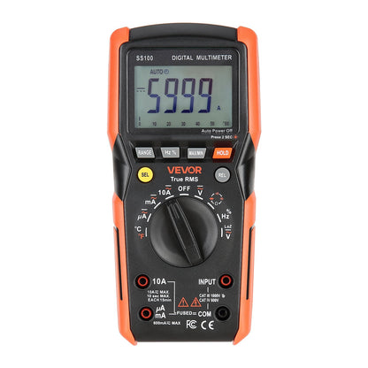 Digital Multimeter, 6000-Count TRMS DC/AC Voltmeter Current Tester, Auto-Ranging Multimeter for Current Voltage Resistance Capacitance Temperature Diodes Continuity Low Impedance Measurment