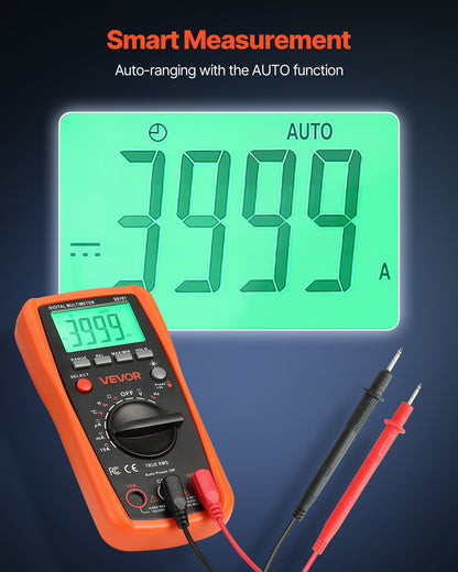 Digital Multimeter, 4000-Count TRMS DC/AC Voltmeter Current Tester, Auto-Ranging Multimeter for Current Voltage Resistance Capacitance Temperature Diodes Continuity Duty-Cycle Measurments