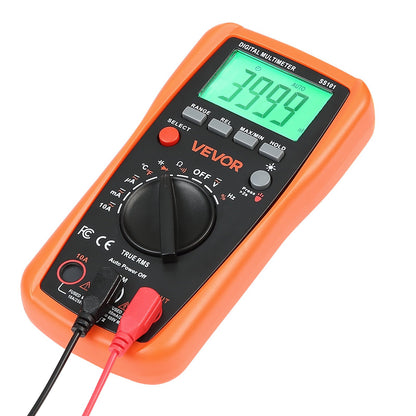 Digital Multimeter, 4000-Count TRMS DC/AC Voltmeter Current Tester, Auto-Ranging Multimeter for Current Voltage Resistance Capacitance Temperature Diodes Continuity Duty-Cycle Measurments