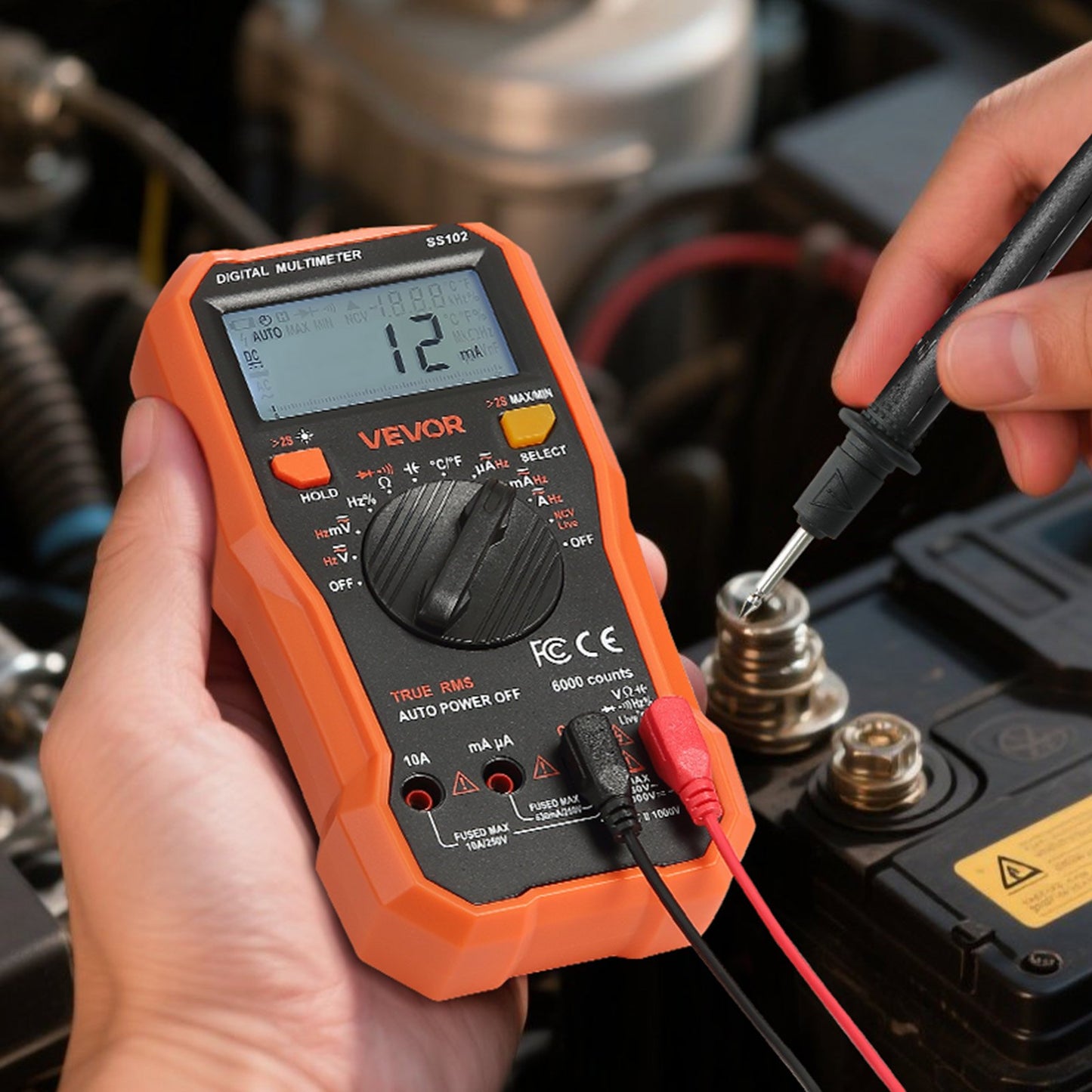 Digital Multimeter, 6000-Count TRMS DC/AC Voltmeter Current Tester, Professional NCV Multimeter for Current Voltage Resistance Capacitance Duty-Cycle Tempetature Diodes Continuity Live Wire Test