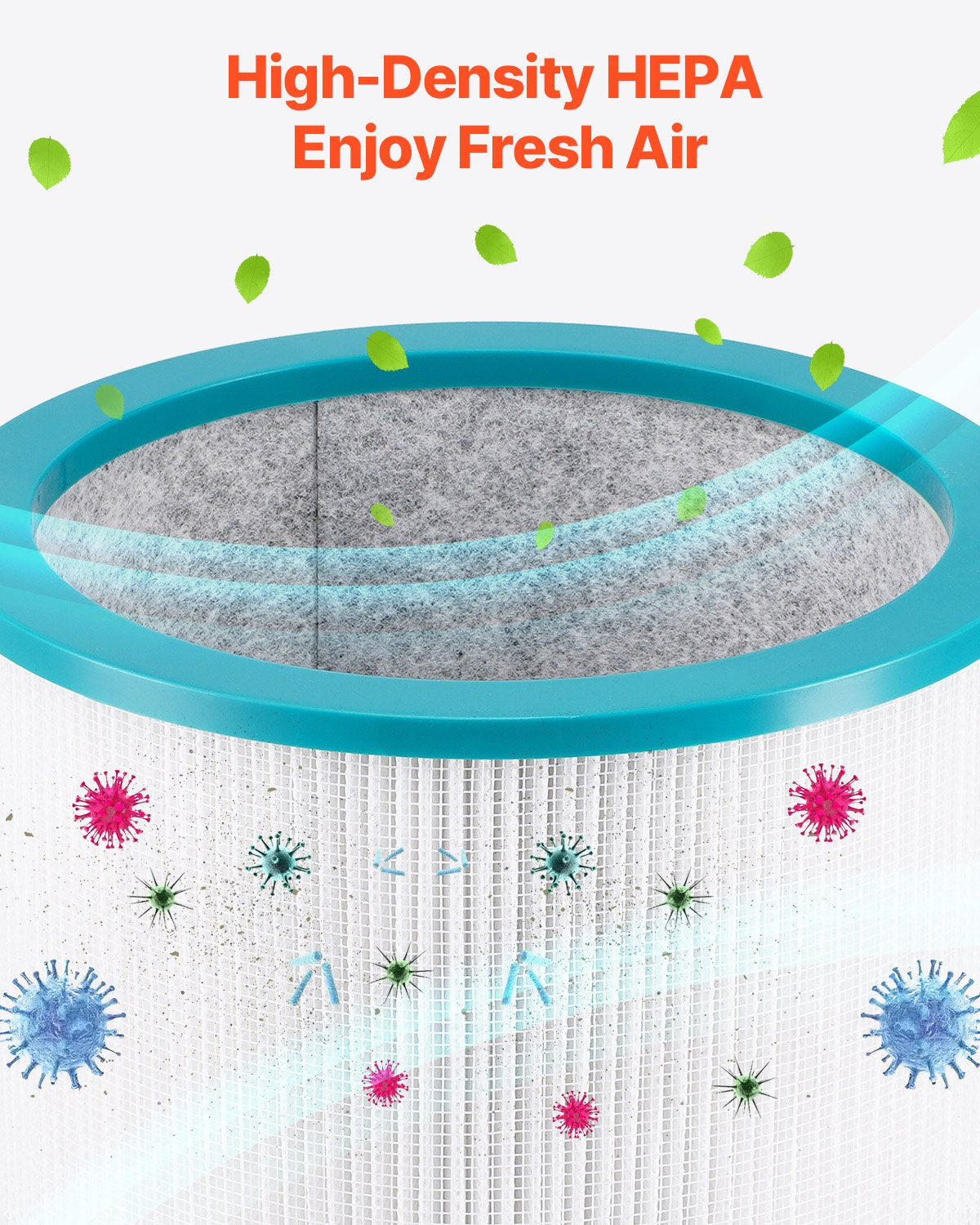 Tower Fan Bladeless, 15.4ft/s Velocity Floor Fan that Blows Cold Air, 80° Oscillating 8-Speed Fans, 8H Timer, Standing Fans with H13 HEPA Filtration, Remote Control & Air Purification Mode