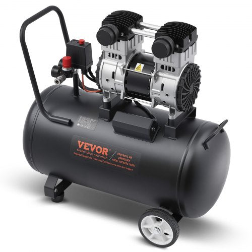 Air Compressor, 15 Gallon Steel Tank, 2HP 5.3 CFM@90 PSI Oil Free Air Compressor & Max. 125PSI Pressure, 78dB Ultra Quiet Portable Compressor, for Auto Repair, Tire Inflation, Spray Painting
