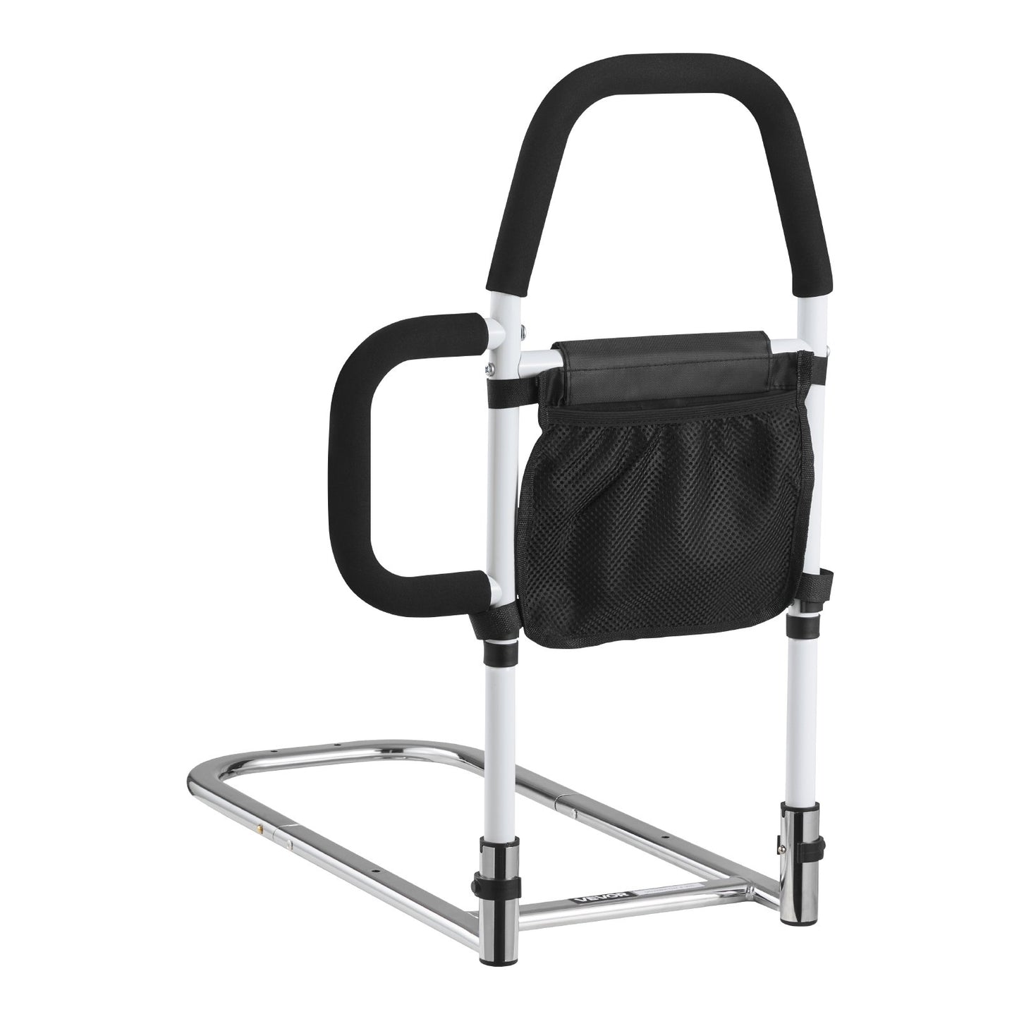 Bed Rail for Elderly, Bedside Assist Rails with Side Handle and PU Handrail, Adjustable Height Carbon Steel Pipe Bedside Cane, Bed Bars for Seniors & Patients, Fits King, Queen, Full, Twin