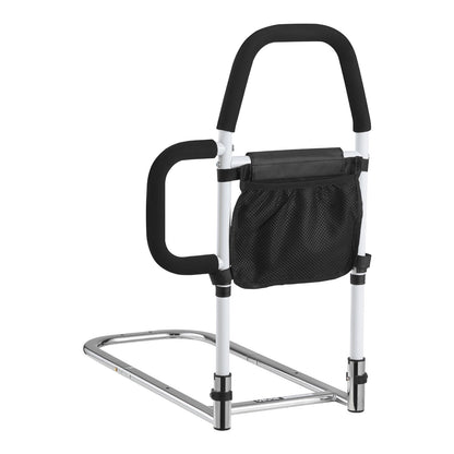 Bed Rail for Elderly, Bedside Assist Rails with Side Handle and PU Handrail, Adjustable Height Carbon Steel Pipe Bedside Cane, Bed Bars for Seniors & Patients, Fits King, Queen, Full, Twin