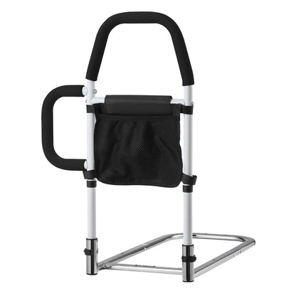 Bed Rail for Elderly, Bedside Assist Rails with Side Handle and PU Handrail, Adjustable Height Carbon Steel Pipe Bedside Cane, Bed Bars for Seniors & Patients, Fits King, Queen, Full, Twin