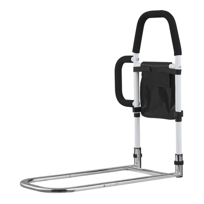 Bed Rail for Elderly, Bedside Assist Rails with Side Handle and PU Handrail, Adjustable Height Carbon Steel Pipe Bedside Cane, Bed Bars for Seniors & Patients, Fits King, Queen, Full, Twin