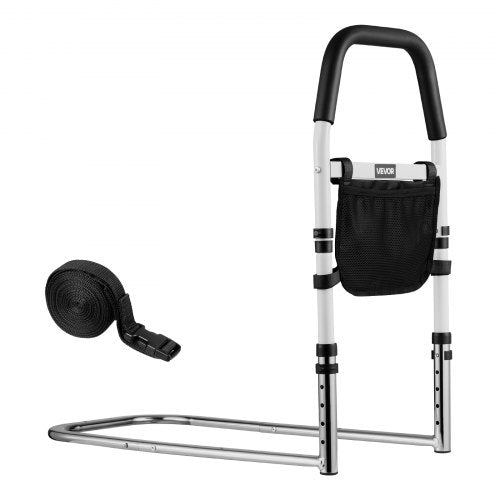 Bed Rail for Elderly, Bedside Assist Rails with PU Handrail, Adjustable Height Pipe Bedside Cane, High-Strength Carbon Steel Bed Bars for Seniors & Patients, Fits King, Queen, Full, Twin