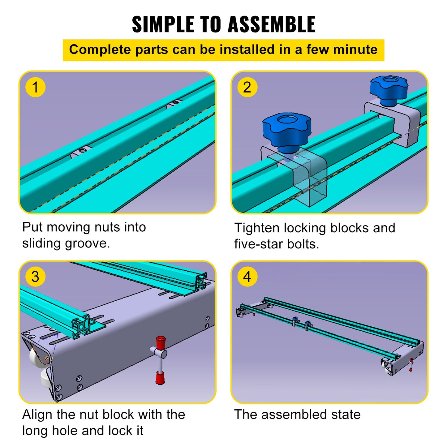 Router Sled, 60 inches / 152.4cm Width, Slab Guide Jig for Woodworking with Locking Function, Portable and Easy to Adjust, Trimming Planing Machine for Wood Flattening, Home DIY