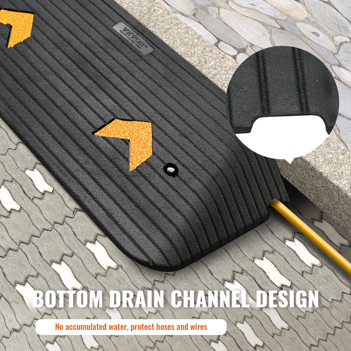 Verbesserte Schwellenrampe aus Gummi, 7,6 cm (3 Zoll) Steigung, Türrampe mit 1 Kanal, Autorampe aus Naturkautschuk mit rutschfester, strukturierter Oberfläche, Tragfähigkeit 15.000 kg (33.069 lbs), Bordsteinrampe für Rollstuhl und Scooter