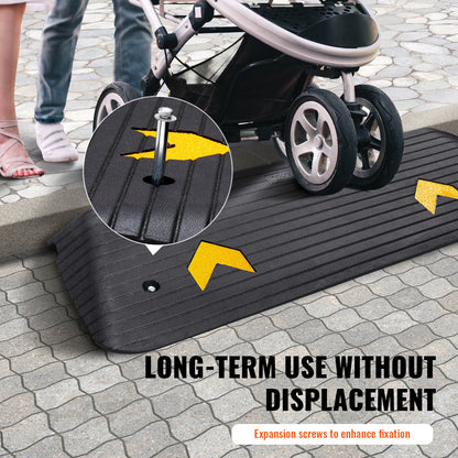 Verbesserte Gummischwellenrampe, 3,8 cm Steigung, Rollstuhlrampe für Türen, natürliche Bordsteinrampe mit einer Tragfähigkeit von 15.000 kg, rutschfeste, strukturierte Oberfläche, geeignet für Rollstühle und Scooter.