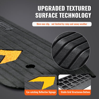 Verbesserte Gummischwellenrampe, 2,5 cm (1 Zoll) Erhöhung, Rollstuhlrampe für Türen, natürliche Bordsteinrampe, Tragfähigkeit 15.000 kg (33.069 lbs), rutschfeste, strukturierte Gummioberfläche, geeignet für Rollstühle und Scooter