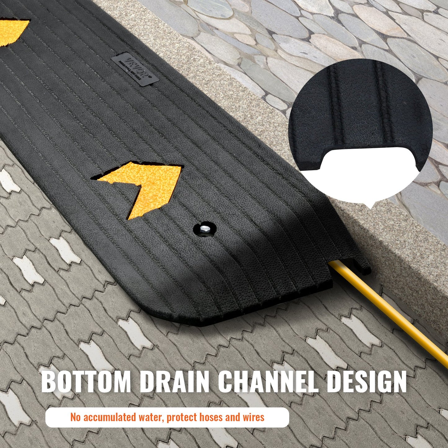 Verbesserte Gummischwellenrampe, 2,5 cm (1 Zoll) Erhöhung, Rollstuhlrampe für Türen, natürliche Bordsteinrampe, Tragfähigkeit 15.000 kg (33.069 lbs), rutschfeste, strukturierte Gummioberfläche, geeignet für Rollstühle und Scooter