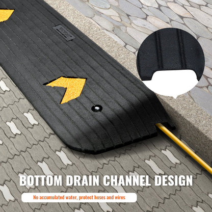 Verbesserte Gummischwellenrampe, 2,5 cm (1 Zoll) Erhöhung, Rollstuhlrampe für Türen, natürliche Bordsteinrampe, Tragfähigkeit 15.000 kg (33.069 lbs), rutschfeste, strukturierte Gummioberfläche, geeignet für Rollstühle und Scooter