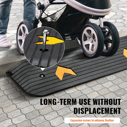 Verbesserte Gummischwellenrampe, 2,5 cm (1 Zoll) Erhöhung, Rollstuhlrampe für Türen, natürliche Bordsteinrampe, Tragfähigkeit 15.000 kg (33.069 lbs), rutschfeste, strukturierte Gummioberfläche, geeignet für Rollstühle und Scooter