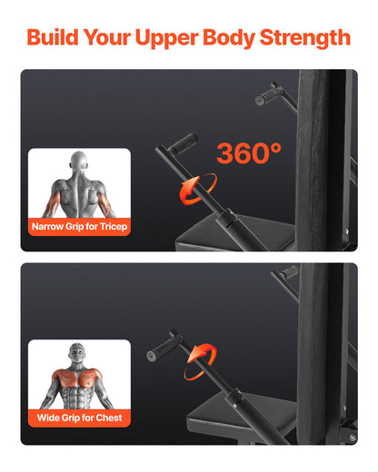 Seated Dip Machine, Tricep Bicep Press Down Machine with Cable Bar, Adjustable Seat, and Backrest, Exercise Equipment for Chest Training, Upper Body Push Fitness Workout, Hold up to 450LBS