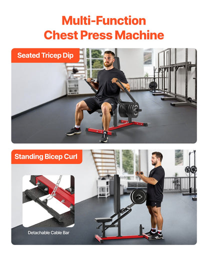 Seated Dip Machine, Tricep Bicep Press Down Machine with Cable Bar, Adjustable Seat, and Backrest, Exercise Equipment for Chest Training, Upper Body Push Fitness Workout, Hold up to 450LBS