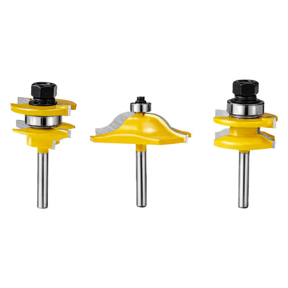 Router Bits Set, 3 Pieces, Carbide Router Bit Kit with 6.35 mm(1/4 Inch) Shank, Wood Carrying Case, Woodworking Tools for Professional and Beginners Carpenter, for Wood MDF Particle Board Plywood