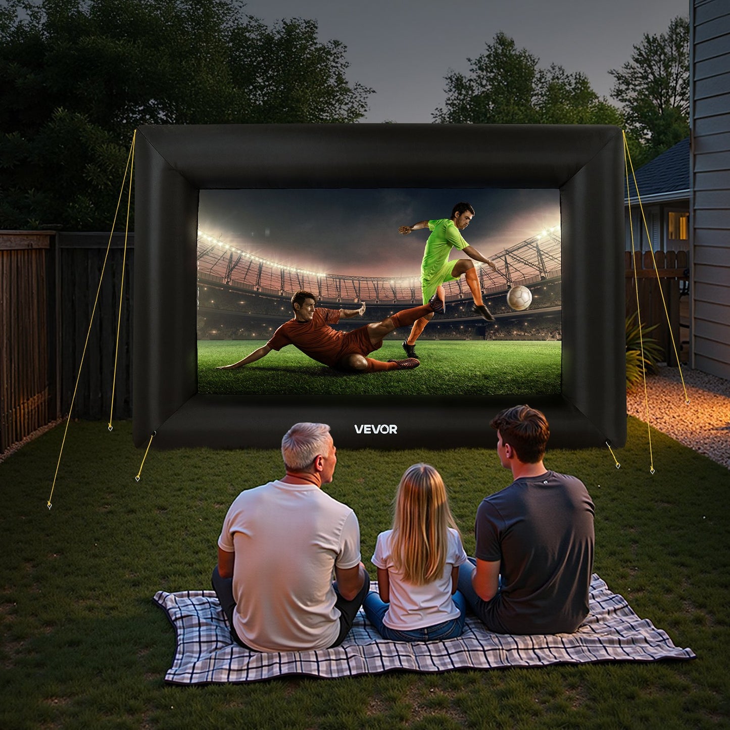 14 ft Inflatable Movie Screen, 600D Washable Inflatable Projection Screen with Portable Storage Bag, Easy Set Up 16:9 Movie Projector for Outdoor Backyard, Home Theater, Theme Party, Pool Fun