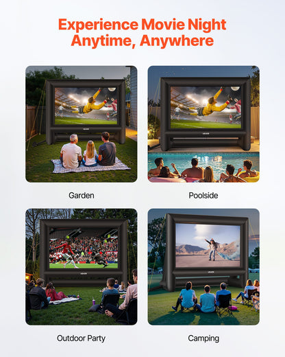 18 ft Inflatable Movie Screen, 600D Washable Inflatable Projector Screen with Portable Storage Bag, 16:9 Easy Set Up Movie Projection for Outdoor Backyard, Home Theater, Theme Party, Pool Fun