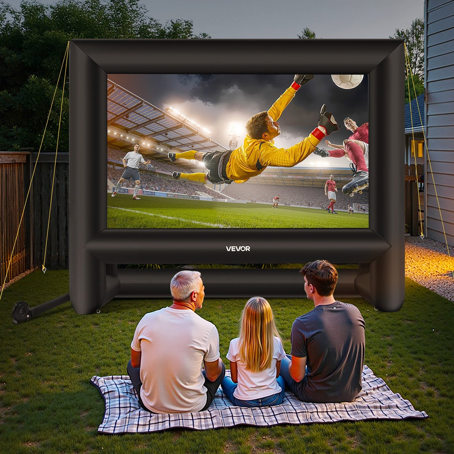 18 ft Inflatable Movie Screen, 600D Washable Inflatable Projector Screen with Portable Storage Bag, 16:9 Easy Set Up Movie Projection for Outdoor Backyard, Home Theater, Theme Party, Pool Fun