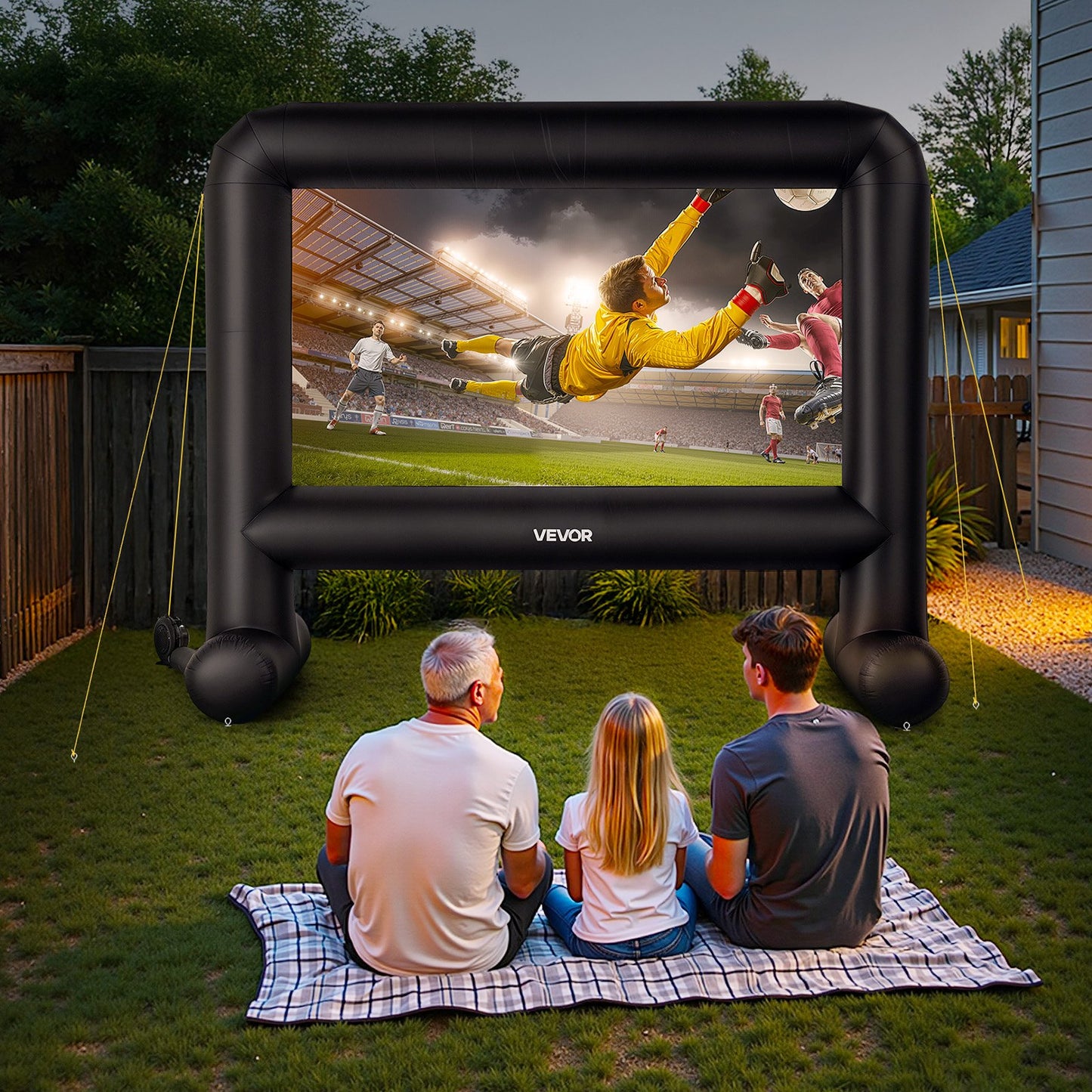 16 ft Inflatable Movie Screen, 600D Washable Inflatable Projector Screen with Portable Storage Bag, 16:9 Easy Set Up Movie Projection for Outdoor Backyard, Home Theater, Theme Party, Pool Fun