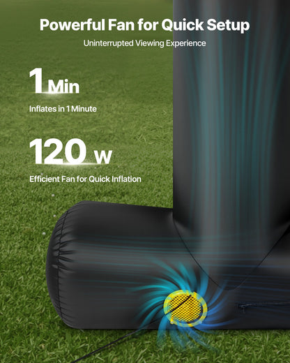 15 ft Inflatable Movie Screen, 600D Washable Inflatable Projection Screen with Portable Storage Bag, Easy Set Up 16:9 Movie Projector for Outdoor Backyard, Home Theater, Theme Party, Pool Fun