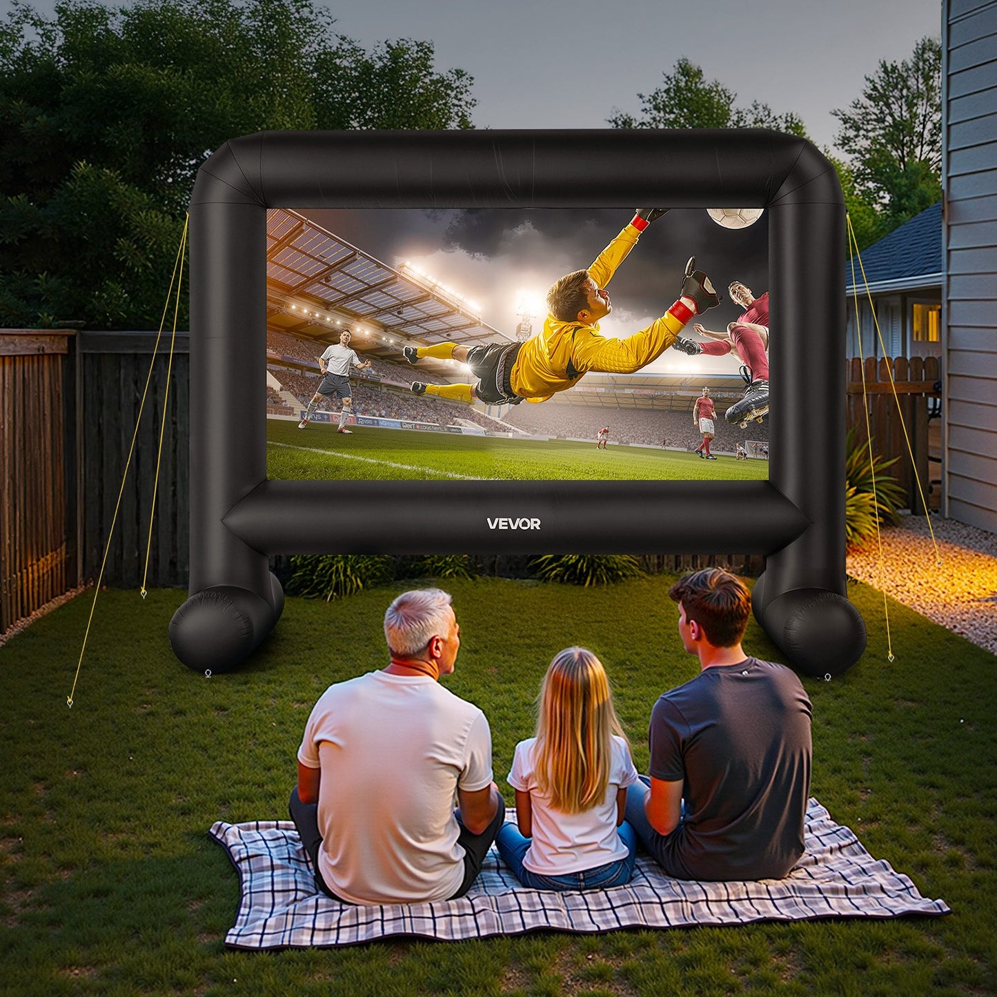 15 ft Inflatable Movie Screen, 600D Washable Inflatable Projection Screen with Portable Storage Bag, Easy Set Up 16:9 Movie Projector for Outdoor Backyard, Home Theater, Theme Party, Pool Fun