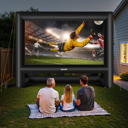 20 ft Inflatable Movie Screen, 600D Washable Inflatable Projector Screen with Portable Storage Bag, 16:9 Easy Set Up Movie Projection for Outdoor Backyard, Home Theater, Theme Party, Pool Fun