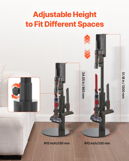 Vacuum Stand, Compatible With Dyson V7 V8 V10 V11 V12 V15 SV10 SV12 SV14 SV18 SV21 Upright Vacuum Cleaners & Accessories, Stable Vacuum Stand Holder with 3 Clips and Adjustable Height